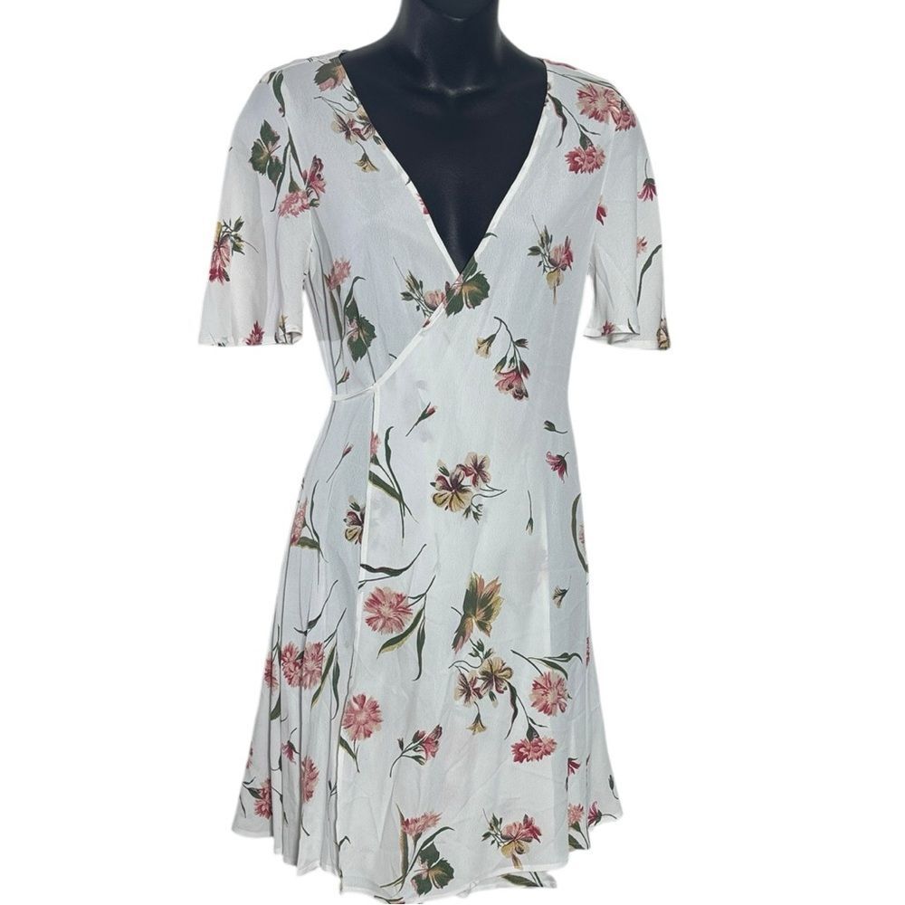 Christy dawn women’s small Anya floral true wrap mini dress crepe